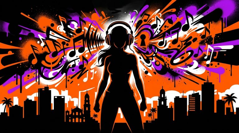 Ilustración urbana para Bonchona Radio sobre el nuevo álbum de RaiNao, Marcriá, y su secreto musical.