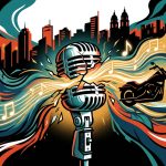 Ilustración urbana de la transformación zen de Draco Rosa y su nuevo disco Olas de Luz, representando su renacer musical.