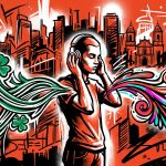 Ilustración del tributo en español a The Cranberries por Bratty y ANASOF, con arte urbano y fusión cultural.