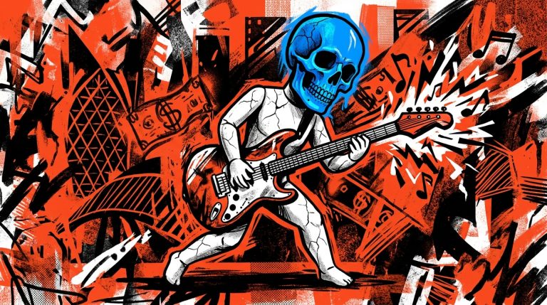 Arte digital estilo graffiti sobre 'Frozen Charlotte', la muñeca macabra del nuevo disco de rock de Jack White.