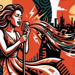 Ilustración urbana para Bonchona Radio: la esencia íntima de los boleros de iLe en un arte vibrante al estilo venezolano.
