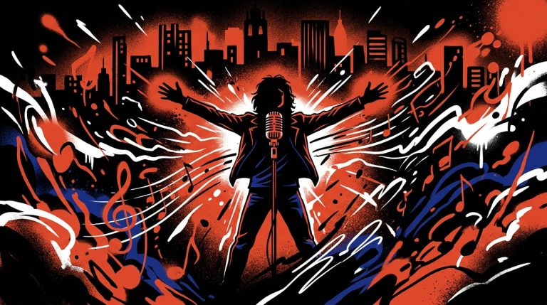 Ilustración de arte urbano sobre el show de Los Fundamentalistas, un homenaje rockero y emocional al Indio Solari.