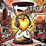 Ilustración urbana de un corazón con audífonos, sobre la nueva canción romántica 'Joy' del artista Role Model.