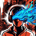 Ilustración urbana sobre la estrategia musical de la banda Arde Bogotá con su canción secreta 'Bigger Splash'.