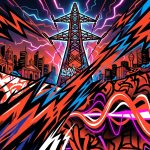 Ilustración urbana sobre 'Switchblade' de beabadoobee, mostrando su nuevo sonido con energía eléctrica y colores vibrantes.