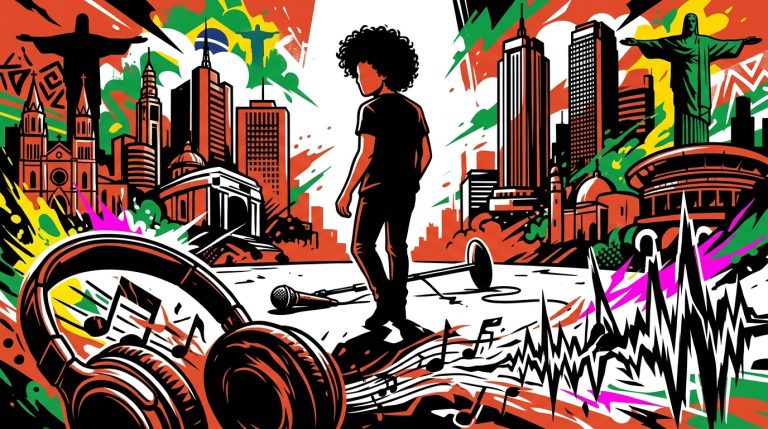 Ilustración urbana de un micrófono en un escenario vacío, por la cancelación del concierto de Harry Styles y el riesgo de su gira.